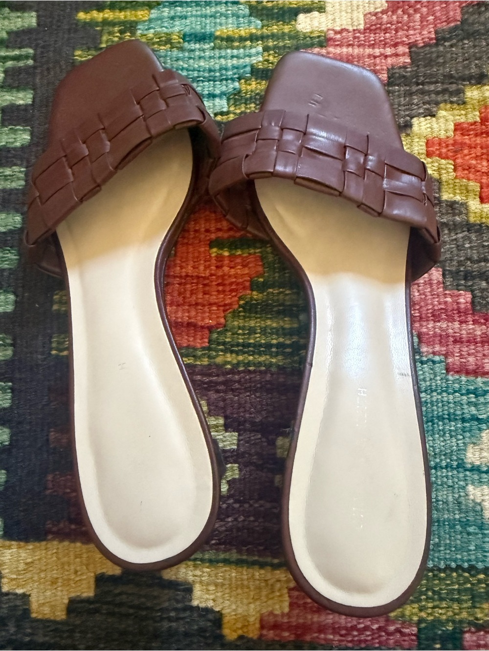 Burgundy Woven Slide Sandals - Women
